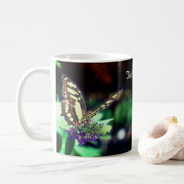 Caneca De Café Borboleta Suave Na Flor Personalizada (Com Donut)