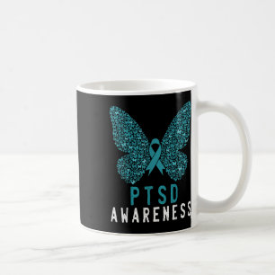 Caneca De Café Borboleta Teal Ribbon Rainbow Warrior Ptsd Awarene