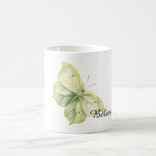 Caneca De Café Borboleta Verde Menta Acredite