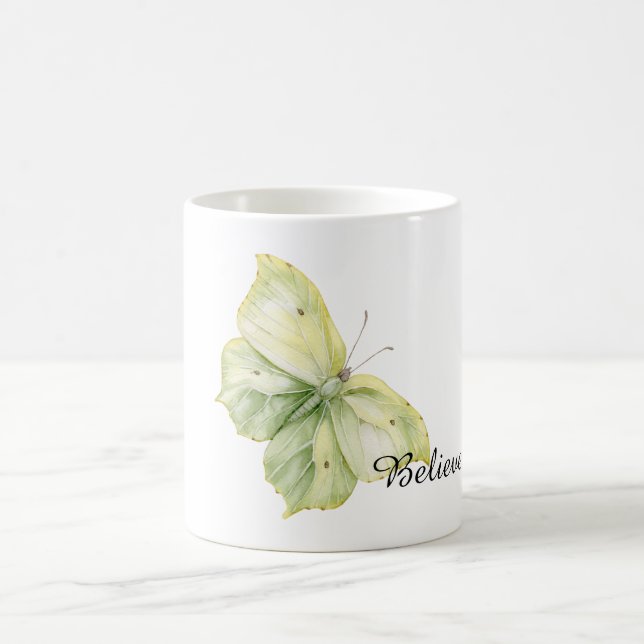 Caneca De Café Borboleta Verde Menta Acredite (Centro)