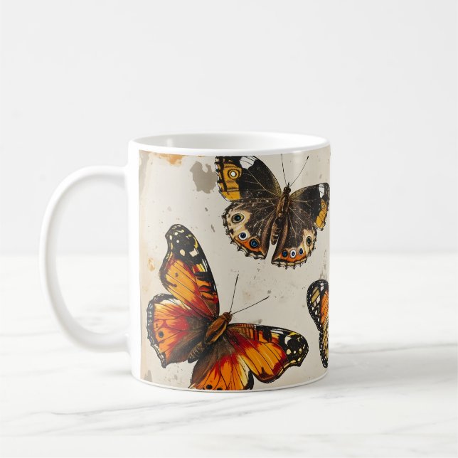 Caneca De Café Borboleta: Vintage (Esquerda)