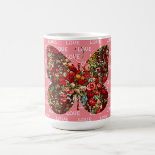 Caneca De Café Borboleta Vintage Floral Love Mug Cup