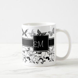 Caneca De Café Borboleta Vitoriana Preta-Amarelo-Amarelo