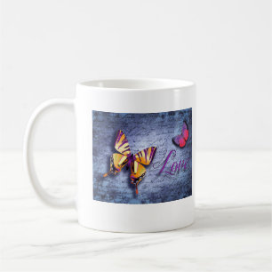 Caneca De Café Borboletas amam azul