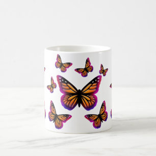Caneca De Café Borboletas bonito elegantes de aquarela