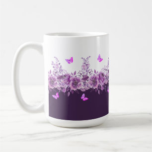 Caneca De Café Borboletas Botânicas de Berinjela