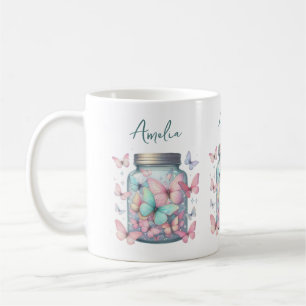 Caneca De Café Borboletas Caprichosas em uma Jarra