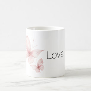 Caneca De Café Borboletas Cor-de-Rosa Amam