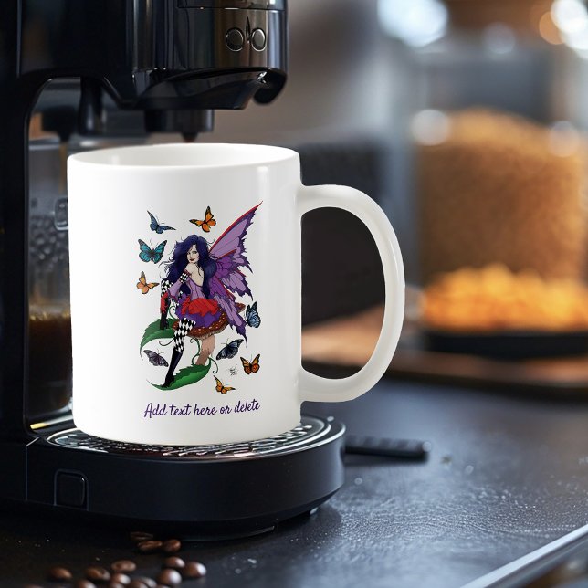 Caneca De Café Borboletas de Cogumelo de Leite Roxo (Criador carregado)