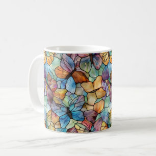 Caneca De Café Borboletas de laranja púrpura azul