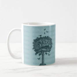 Caneca De Café Borboletas de pássaros azuis Árvore de sonhos