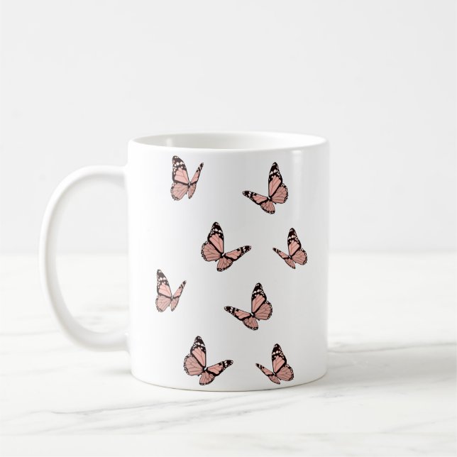 Caneca De Café Borboletas de Pêssego (Esquerda)