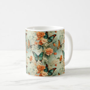 Caneca De Café Borboletas e flores coloridas (10)