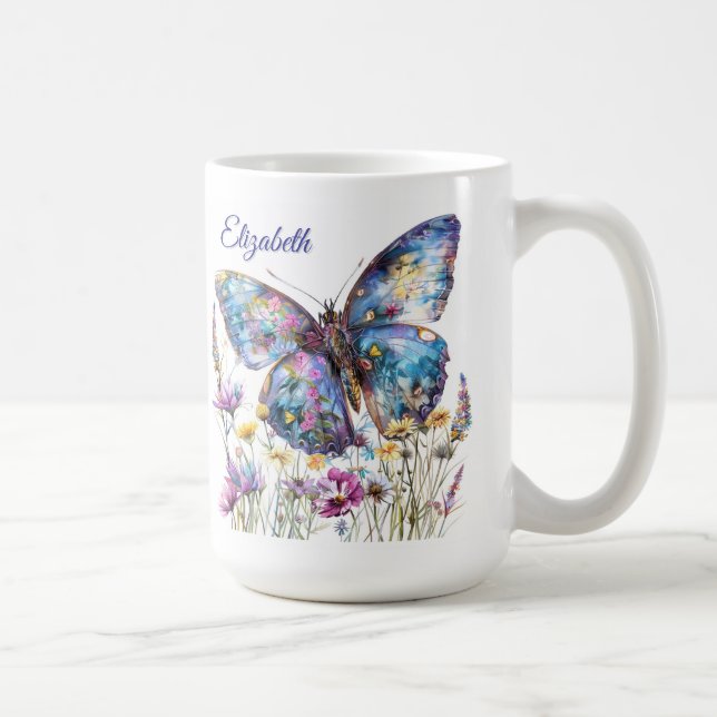 Caneca De Café Borboletas e flores silvestres (Direita)