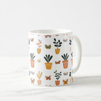 Caneca De Café Borboletas e potes