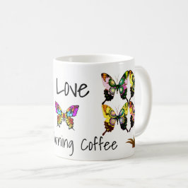 Caneca De Café Borboletas elegantes com tipografia