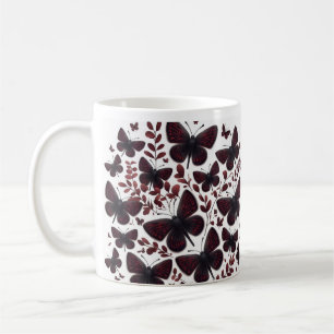 Caneca De Café Borboletas Escuras Elegância em Café Escuro