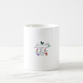 Caneca De Café Borboletas Estéticas Flores Seja Gentil Citação 