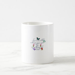 Caneca De Café Borboletas Estéticas Flores Seja Gentil Citação