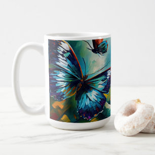 Caneca De Café Borboletas Estilo de Pintura de Óleo design 1