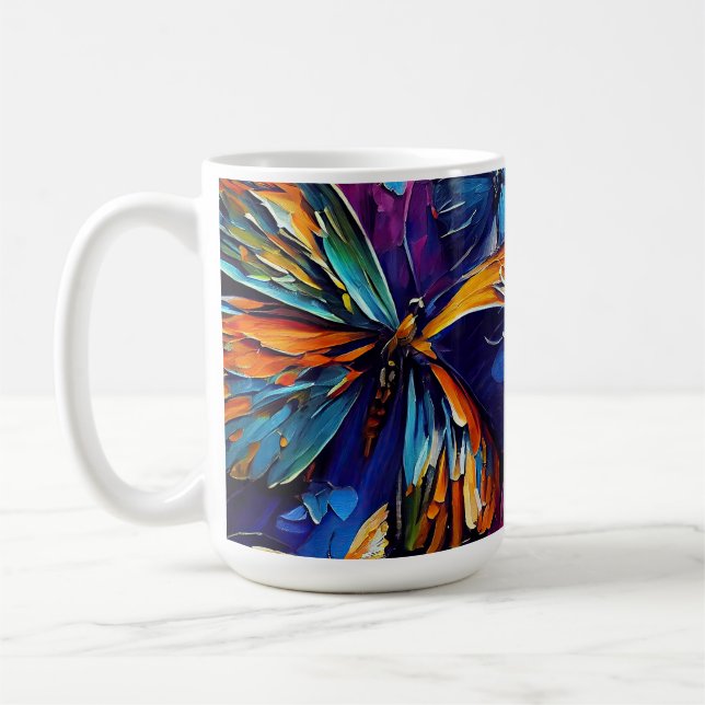Caneca De Café Borboletas Estilo de Pintura de Óleo design 9 Mug  (Esquerda)