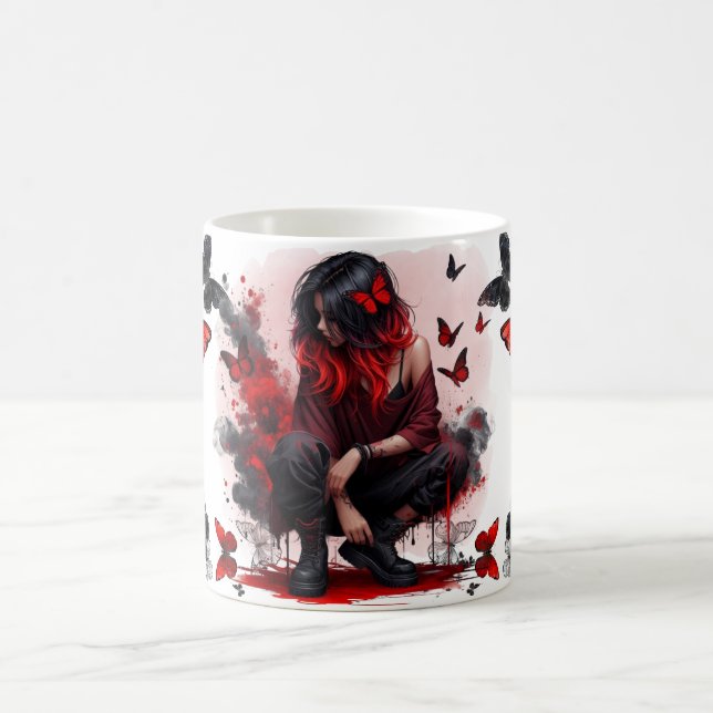 Caneca De Café Borboletas góticas & fantasia da senhora (Centro)