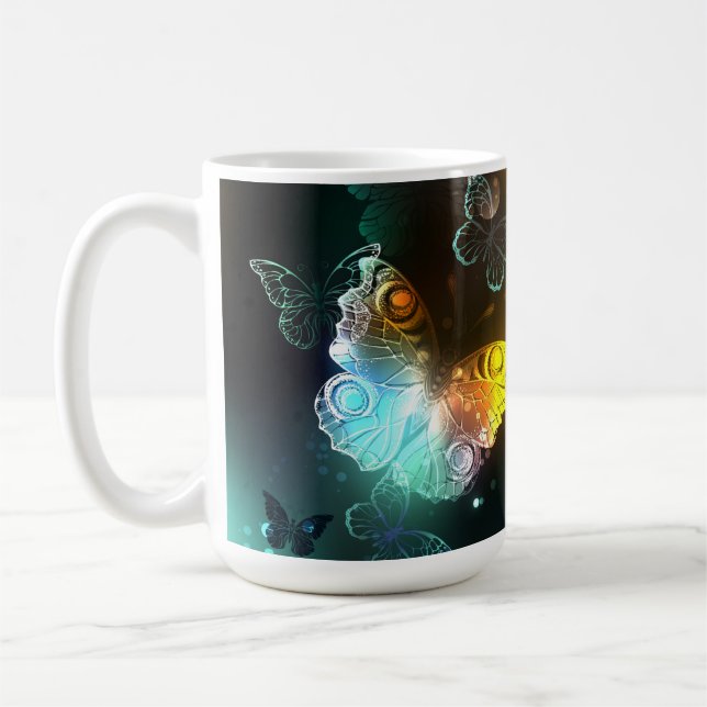 Caneca De Café Borboletas luminosas e borboletas noturnas (Esquerda)