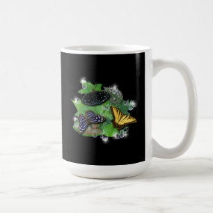 Caneca De Café Borboletas nas Folhas