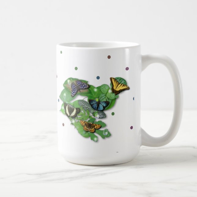 Caneca De Café Borboletas nas Folhas (Direita)