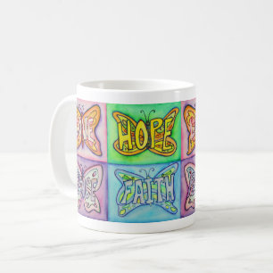 Caneca De Café Borboletas Palavras Arte Inspiradora Café Mugs