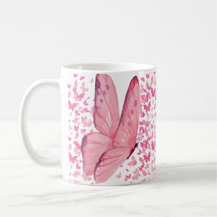 Caneca De Café Borboletas Rosa
