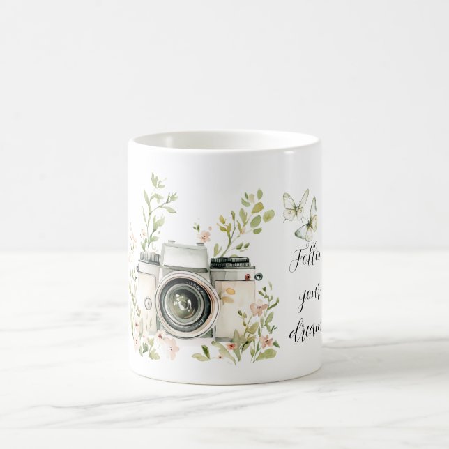 Caneca De Café Borboletas Sonhos Câmera Creme de Menta (Centro)