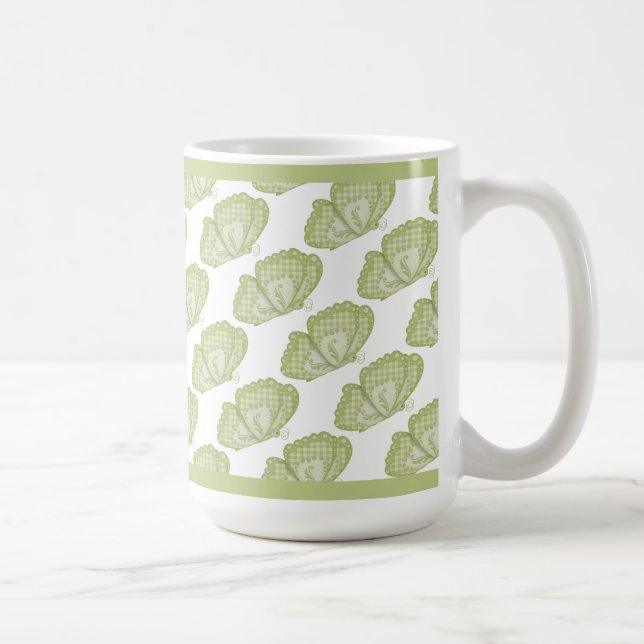 Caneca de Café Borboletas Verdes (Direita)
