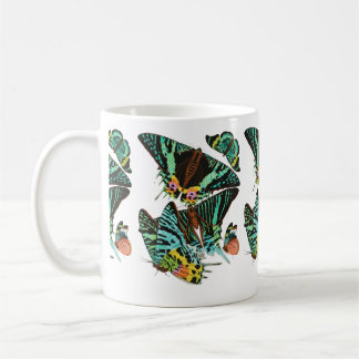 Caneca De Café Borboletas verdes vintage de E.A. Séguy
