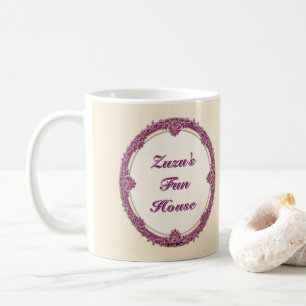 Caneca De Café Borda Chique Roxo/Rosa e Creme Personalizar