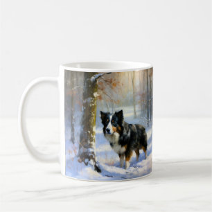 Caneca De Café Borda Collie Deixe-o nevar no Natal