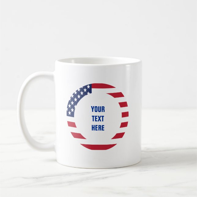 Caneca De Café Borda da Bandeira Americana com texto personalizad (Esquerda)