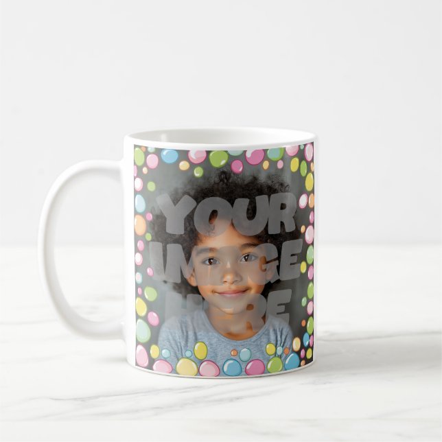 Caneca De Café Borda do Quadro de Bolhas de Pastel Divertido Colo (Esquerda)