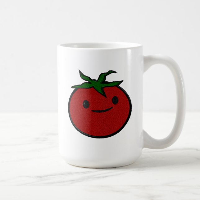 Caneca De Café Bordado de Tomate Fofo Impresso (Direita)