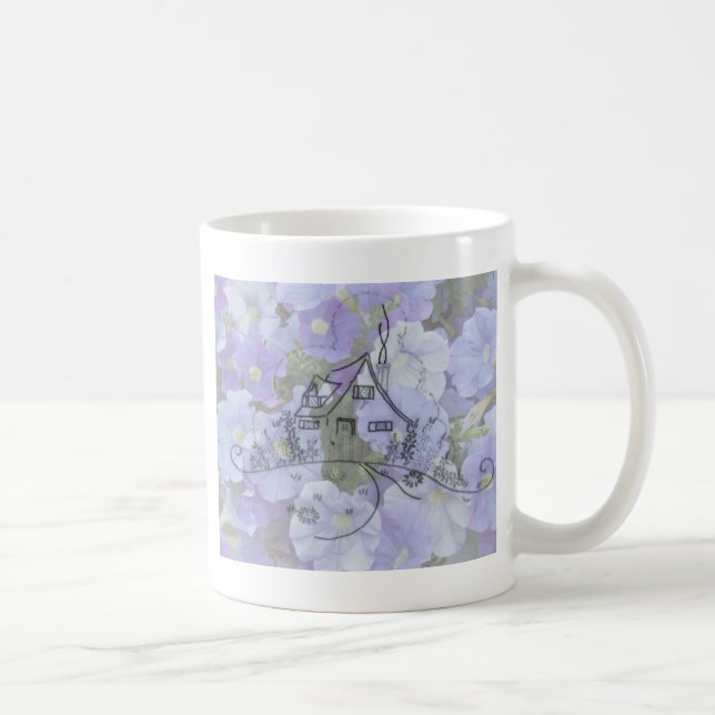 Caneca De Café Bordados de algodão e Petunias (Direita)