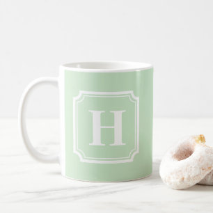 Caneca De Café Bordas clássicas Monograma Personalizado Verde D