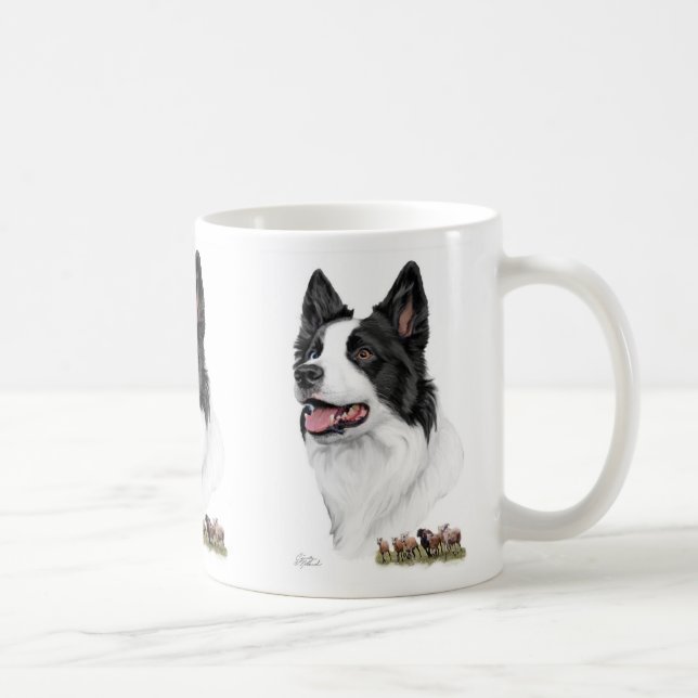 Caneca De Café Border collie com carneiros (Direita)
