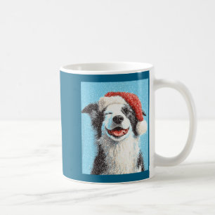 Caneca De Café Border Collie de Natal Azul Claro