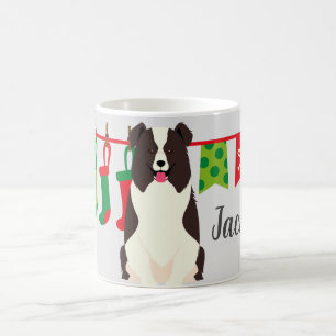 Caneca De Café Border Collie de Natal Personalizado