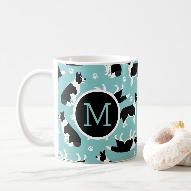 Caneca De Café Border Collie Monograma (Com Donut)