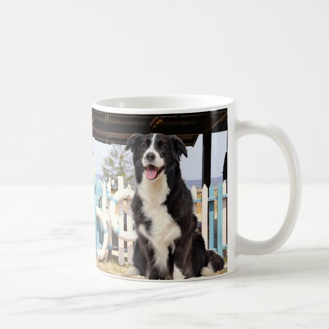 Caneca De Café Border Collie on the beach (Direita)