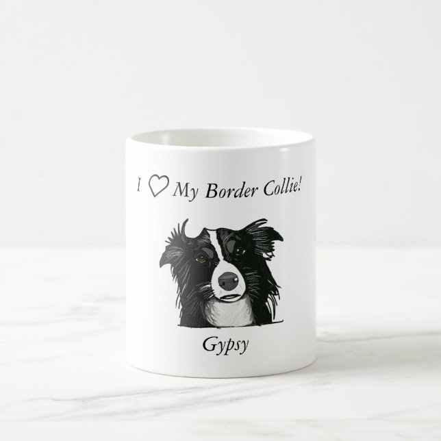 Caneca De Café Border collie preto e branco bonito (Centro)