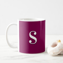 Caneca De Café Bordô Escuro Simples Monograma Inicial Elegante