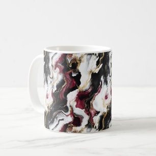 Caneca De Café Bordô Preto Branco Redemoinho Abstrato