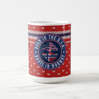 Caneca De Café "Born in USA · Roots in Norway" Blue with Sweater